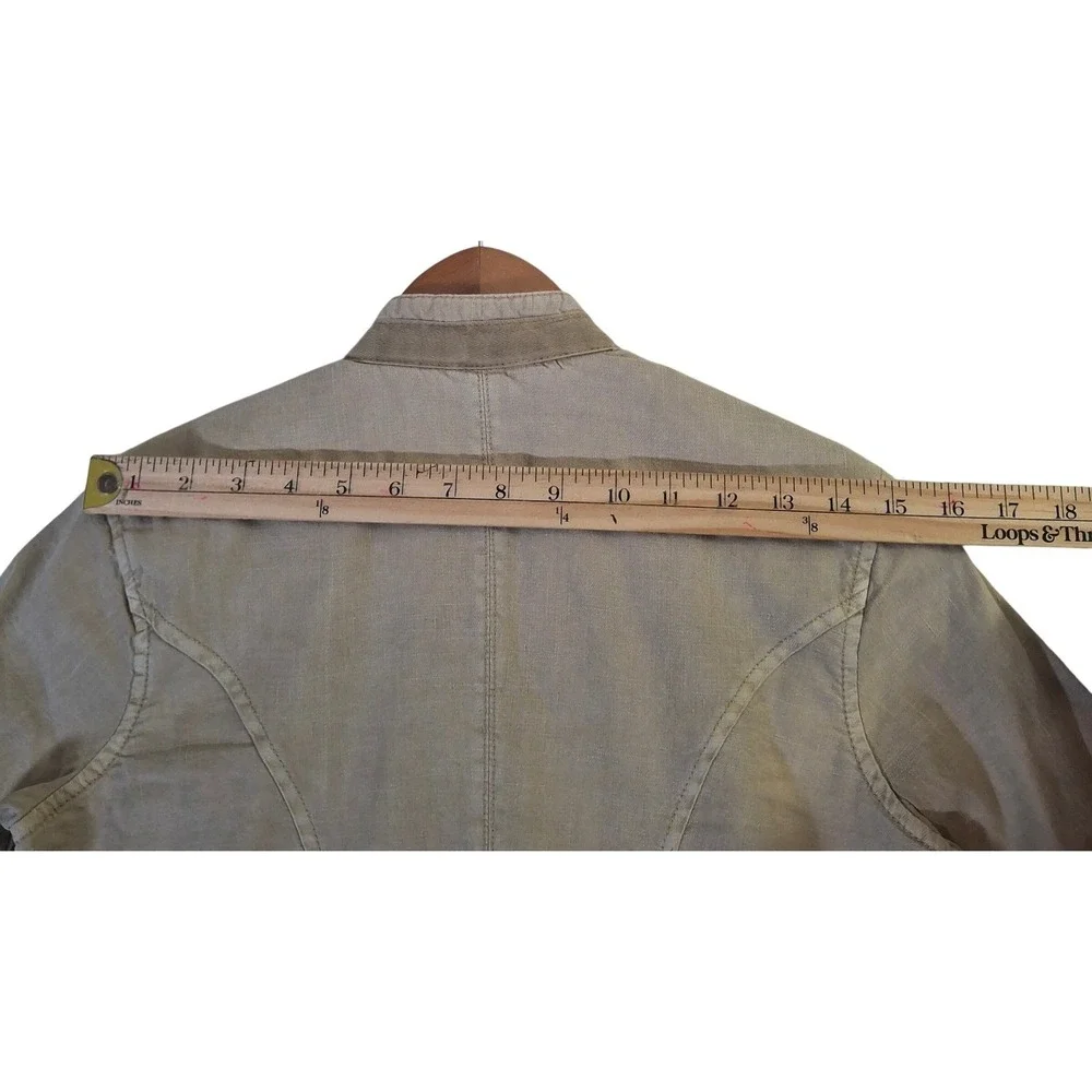 Sundance Womens Tan Linen Blend Ruffle Peplum Jacket PXS Petite Extra Small